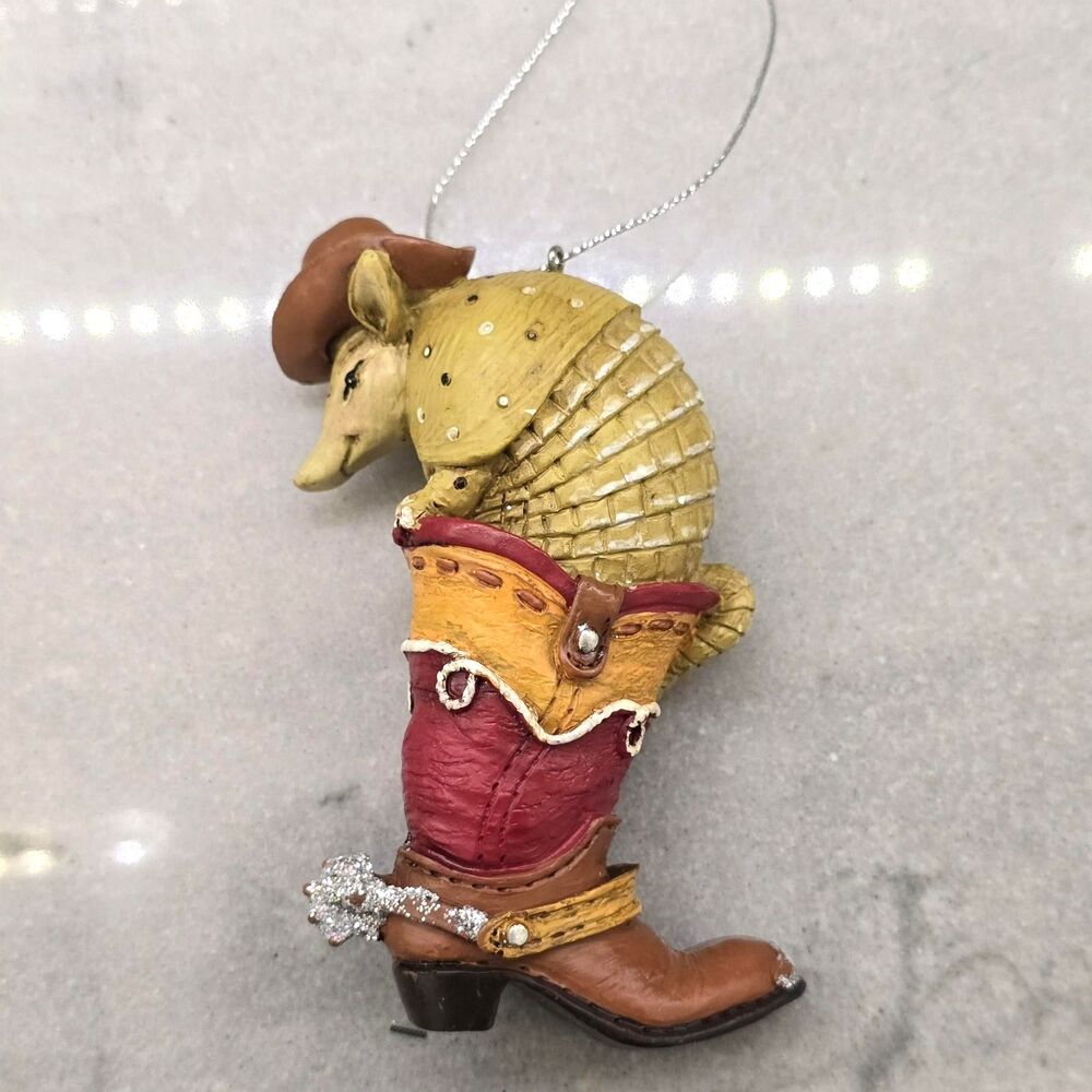 Midwest CBK Cowboy Armadillo Christmas Ornament Resin Glitter Boot‎ Novelty